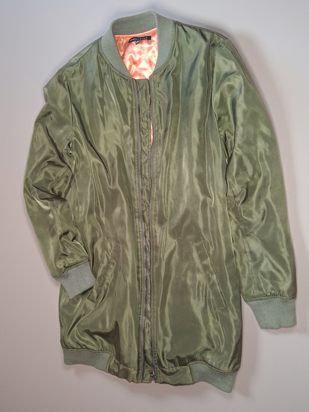 Kendall & Kylie Army Green Longline Bomber Jacket S